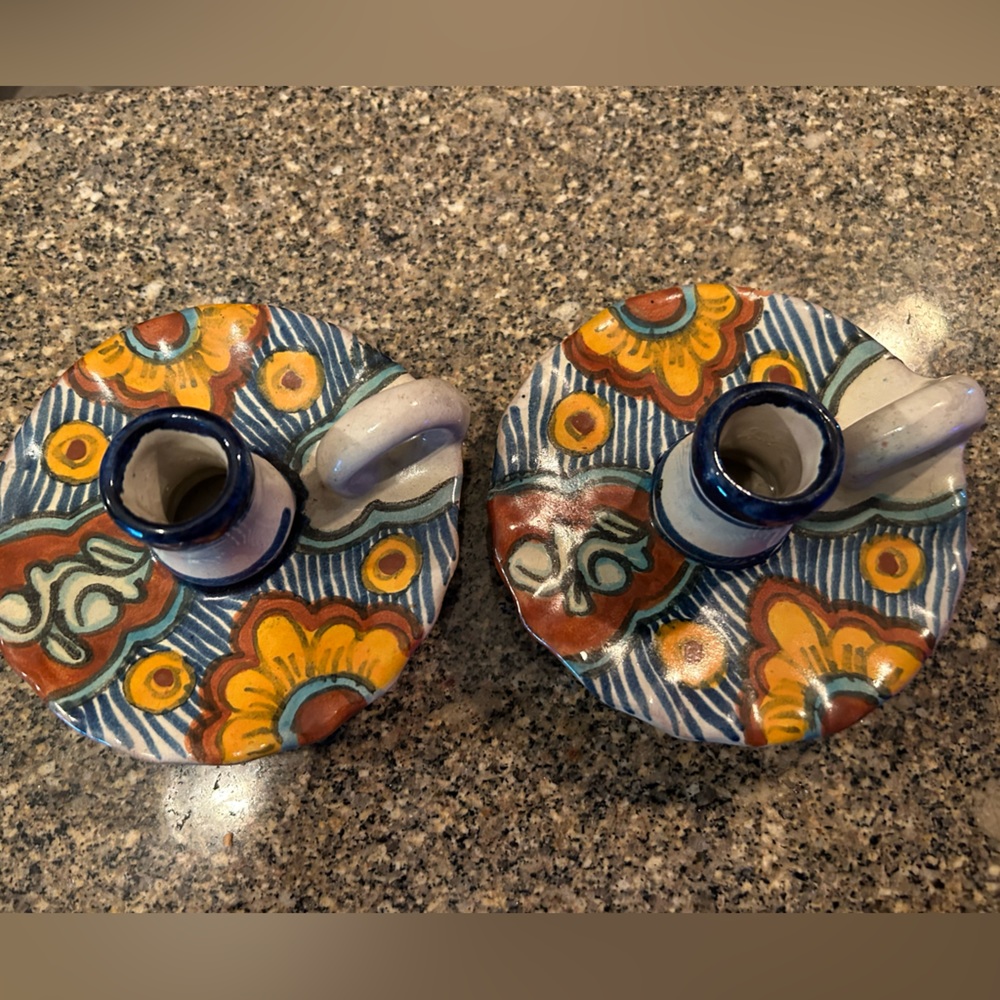 Talavera pottery candlesticks